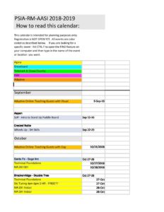 Event Calendar for the Scoop 18 19 PSIA RM Event Calendar for the Scoop 18 19 PSIA RM